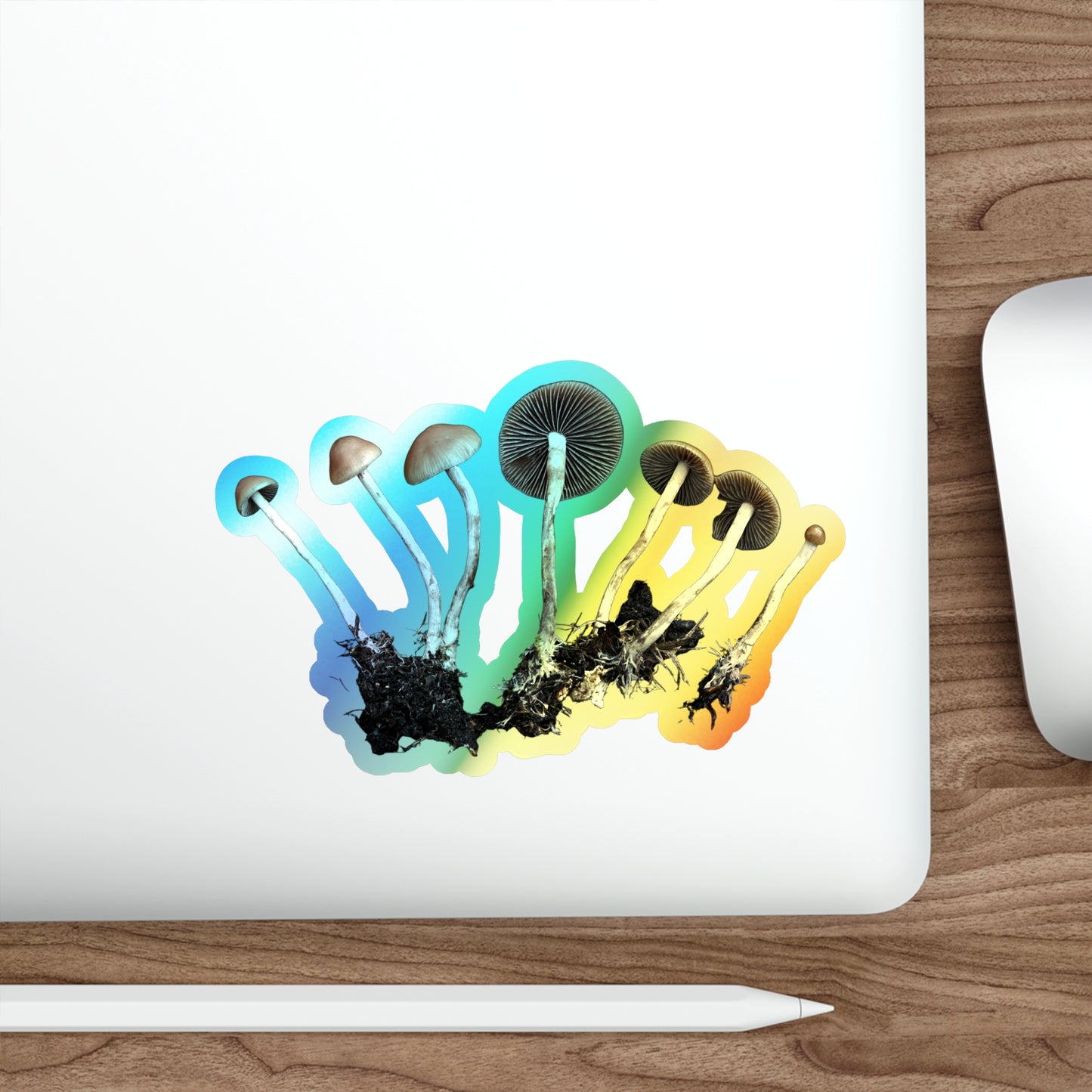 Holographic Mushroom Sticker — Die-Cut