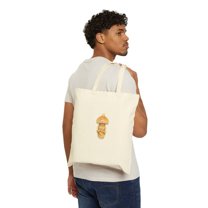 Muisca Mushroom Sculpture Cotton Canvas Tote — Artisanal Colombian Folklore Market Bag