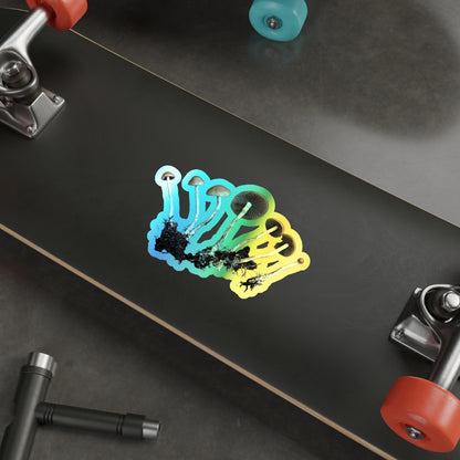 Holographic Mushroom Sticker — Die-Cut