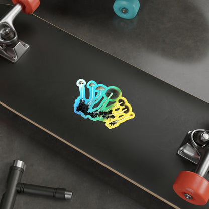 Holographic Mushroom Sticker — Die-Cut