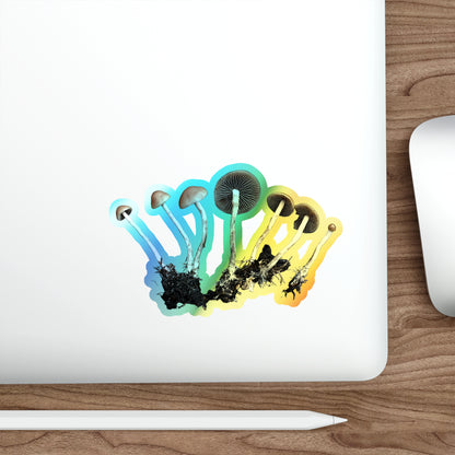 Holographic Mushroom Sticker — Die-Cut