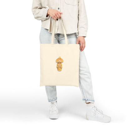 Muisca Mushroom Sculpture Cotton Canvas Tote — Artisanal Colombian Folklore Market Bag