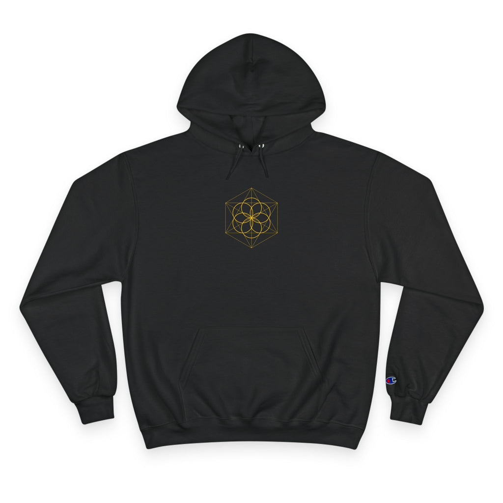 Celestial Geometric Hoodie — Gold Seed of Life Design