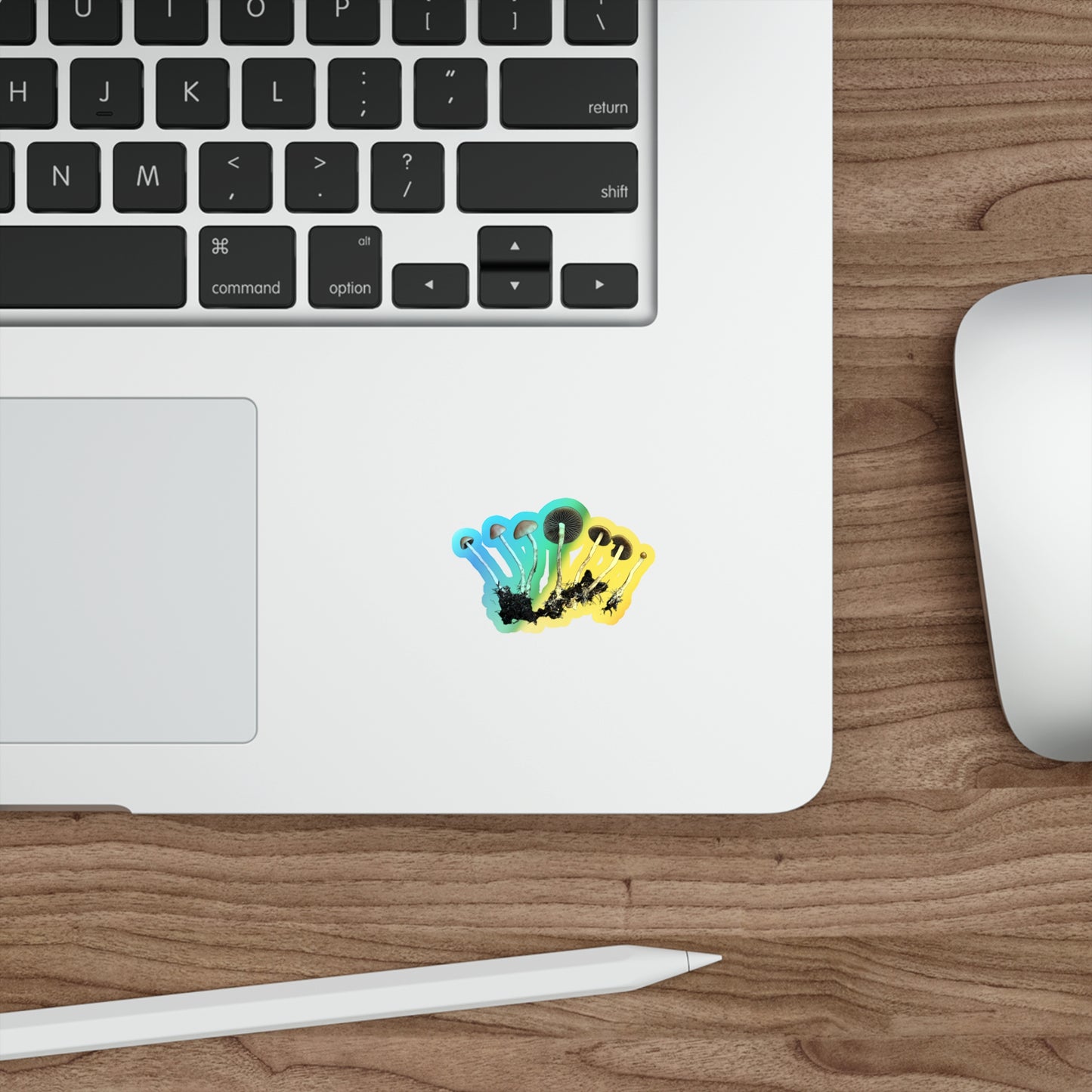 Holographic Mushroom Sticker — Die-Cut