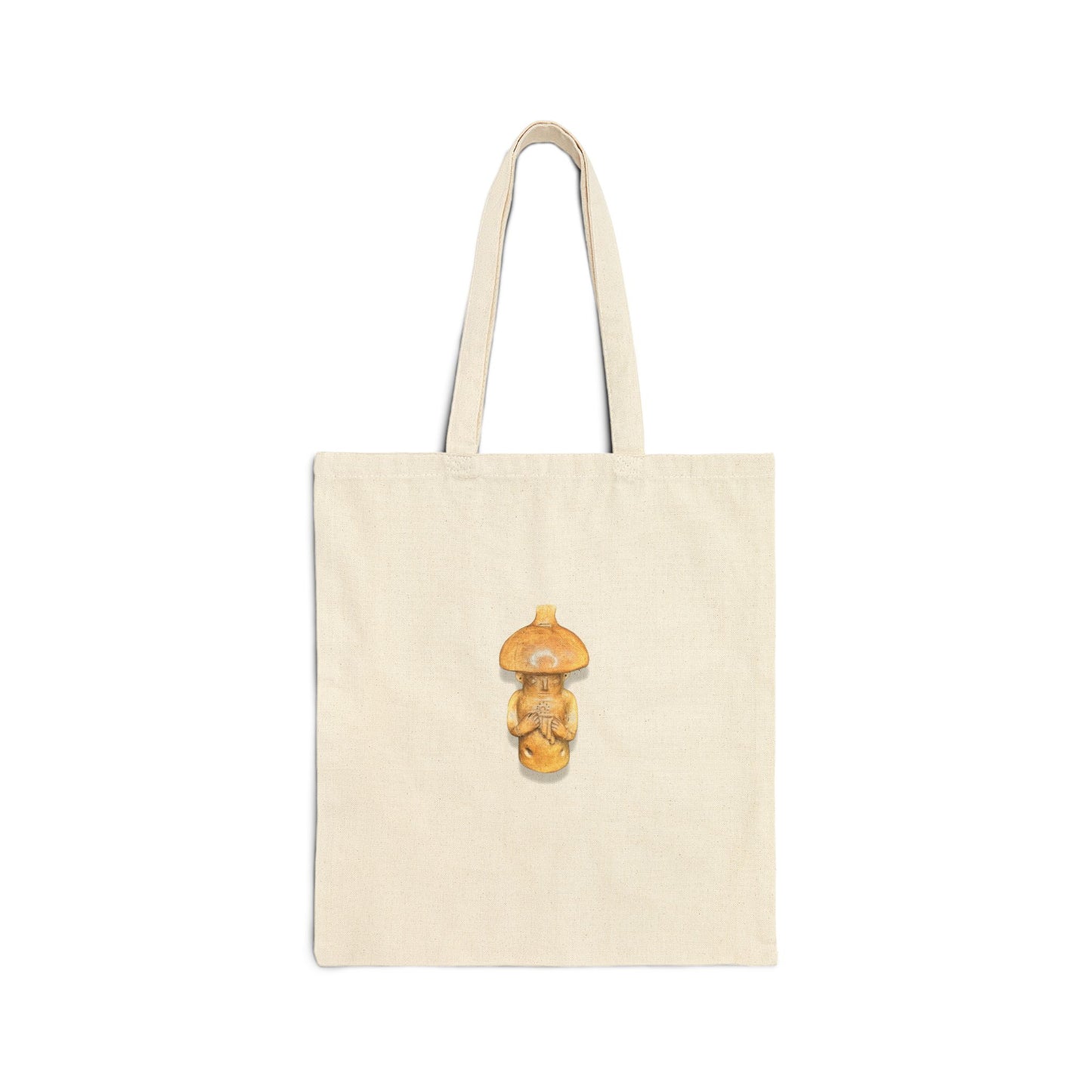 Muisca Mushroom Sculpture Cotton Canvas Tote — Artisanal Colombian Folklore Market Bag