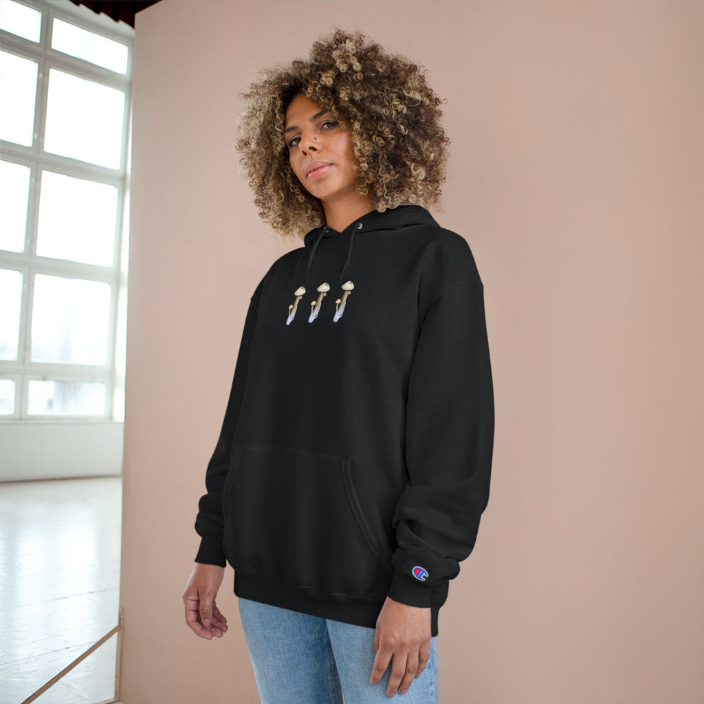 Mushroom Trio Hoodie — Minimal Fungi Graphic Pullover