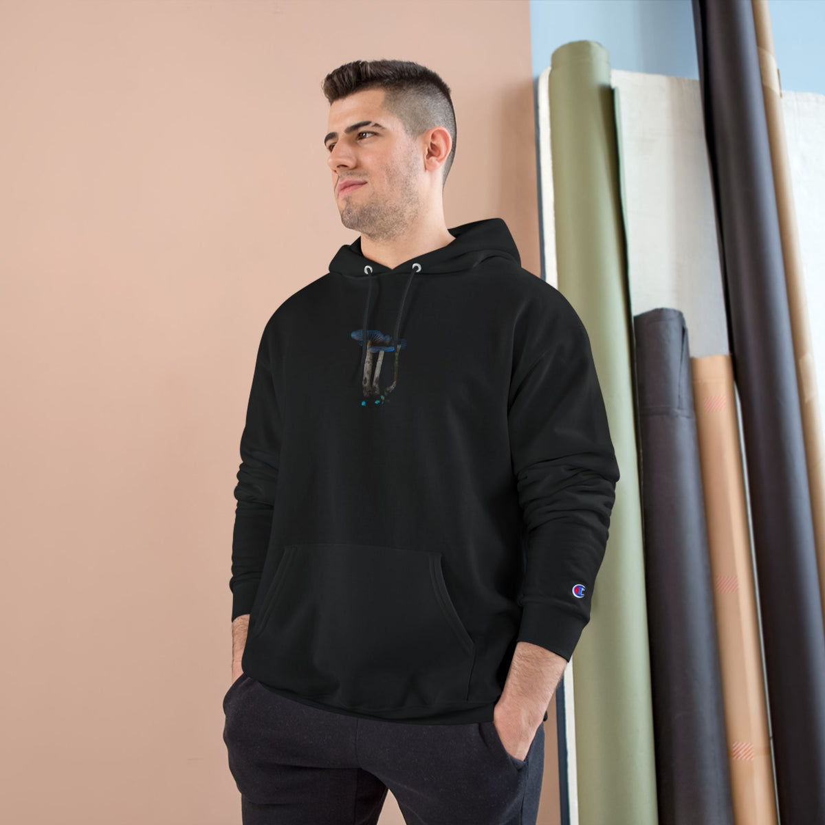 Champion Hoodie — Minimal Dripping Paint Logo Pullover