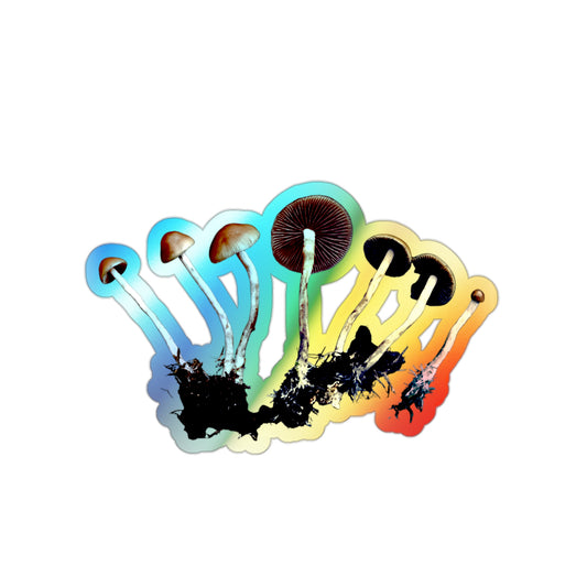 Holographic Mushroom Sticker — Die-Cut