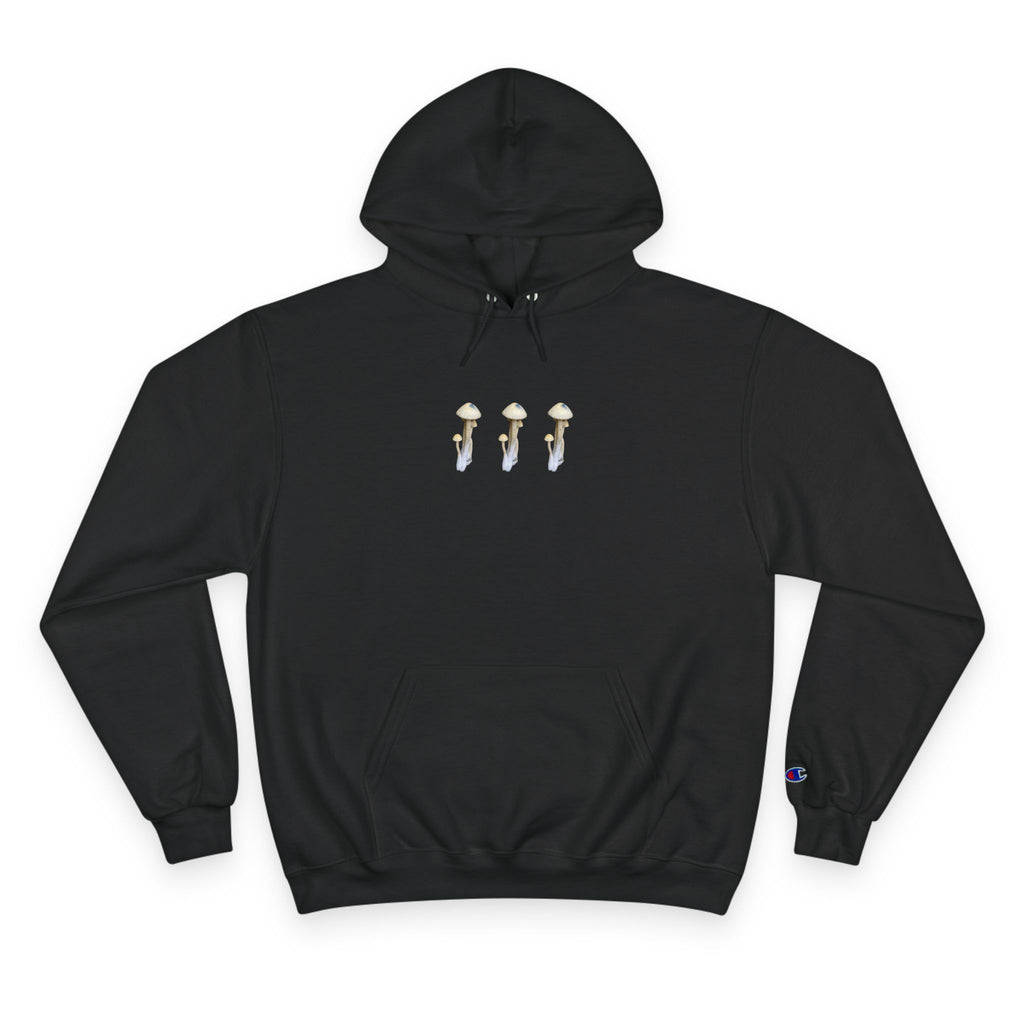 Mushroom Trio Hoodie — Minimal Fungi Graphic Pullover