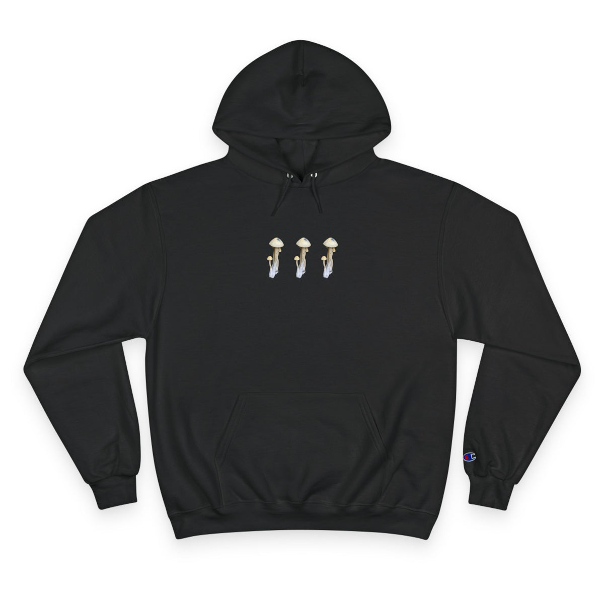 Mushroom Trio Hoodie — Minimal Fungi Graphic Pullover