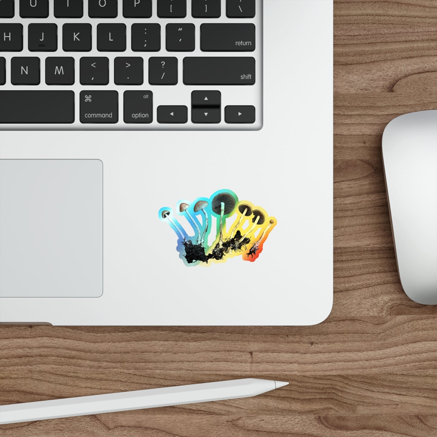 Holographic Mushroom Sticker — Die-Cut